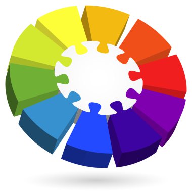 Merkezi bölümü ile 3D puzzle bilgi grafiği