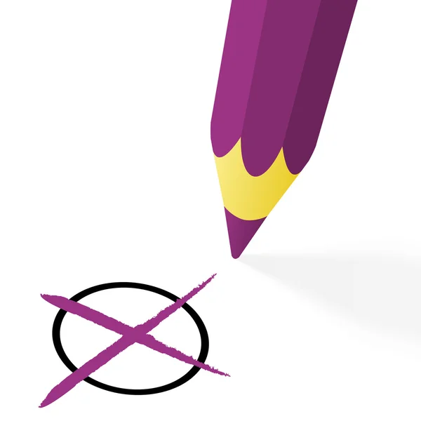 Фиолетовый карандаш с крестом — стоковый вектор