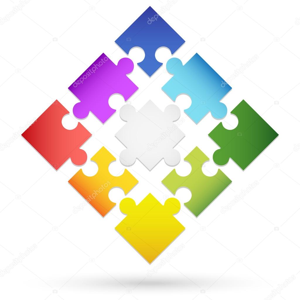 nine colored puzzle parts