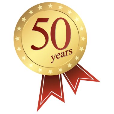 gold jubilee button - 50 years clipart