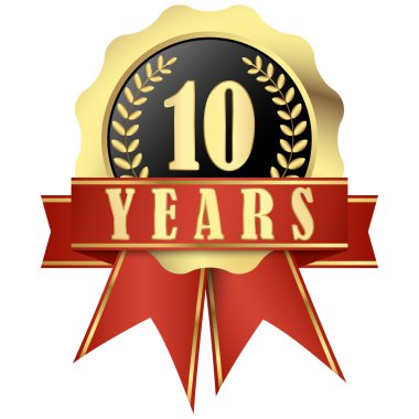 10 yıldır şeritler ile afiş Jubilee tuşuna