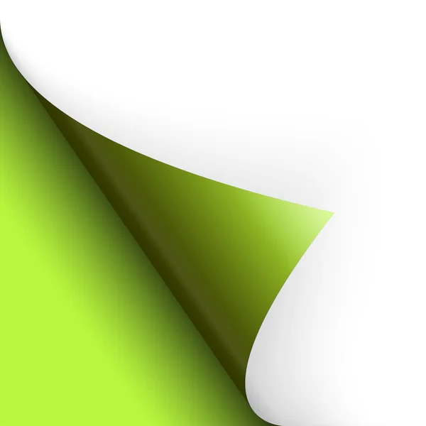 Página girando sobre fundo esquerdo verde — Vetor de Stock