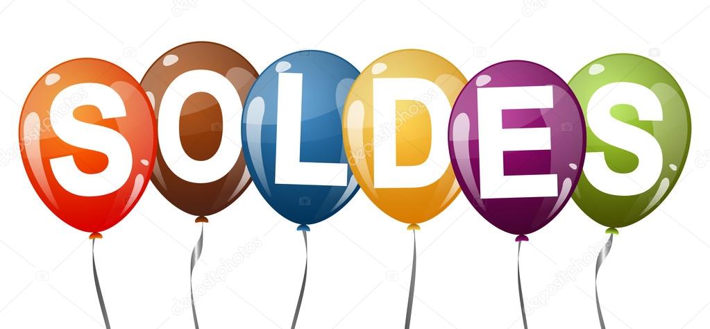 colored balloons with text SOLDES