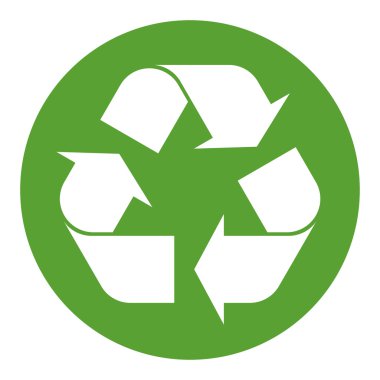 Recycling symbol white on green clipart