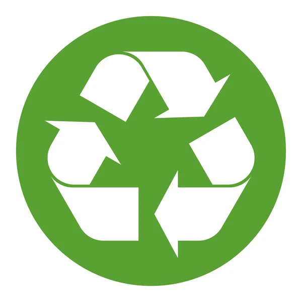 Recycling symbol white on green — Stock Vector