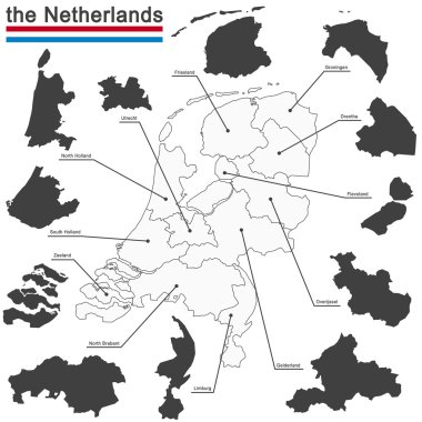 the Netherlands and provinces clipart
