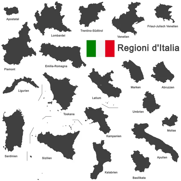 Italia e regioni — Vettoriale Stock