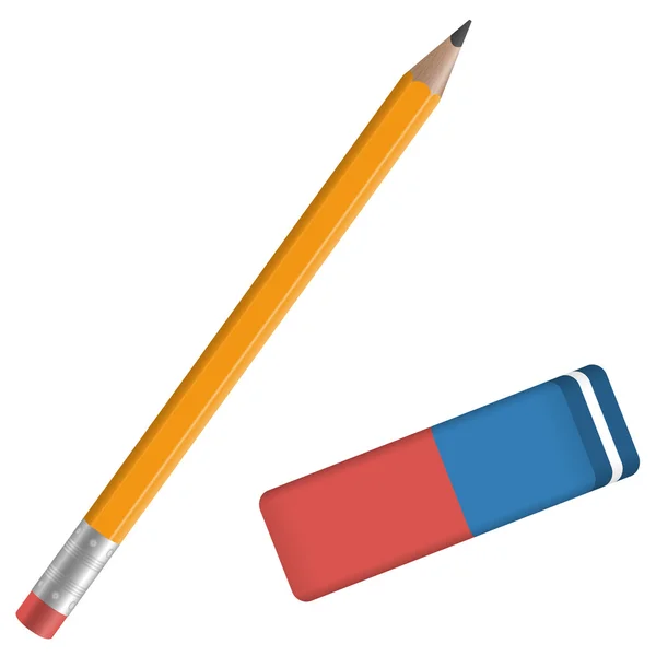 Pencil and eraser — Stock Vector