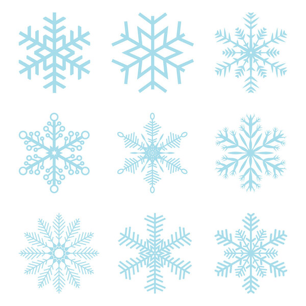коллекция различных голубых снежинок
