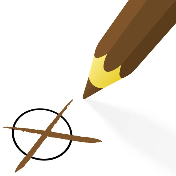 Brown pencil with cross — Stock Vector