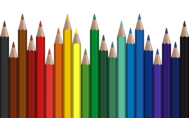 Kesintisiz satır renkli kalemler