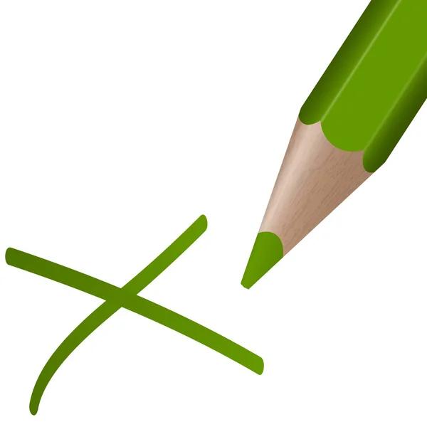 Groene pen met kruis — Stockvector