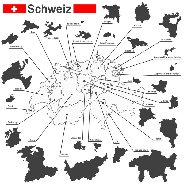 Schweiz och kantoner — Stock vektor