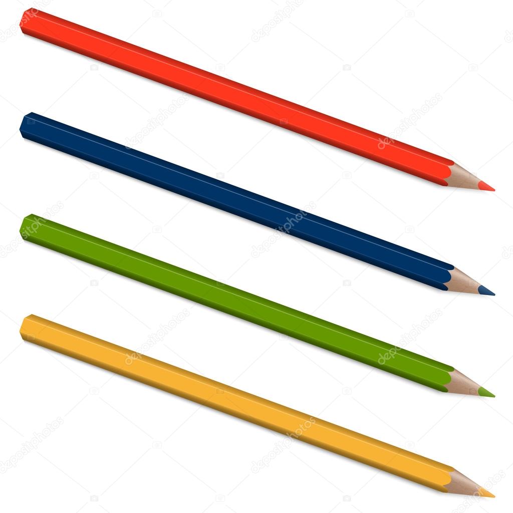 four colored pencils