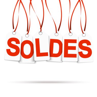 Altı beyaz hangtags Soldes ile