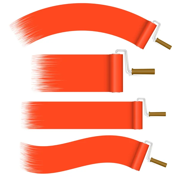 Paint Rollers Set - red — Stock Vector