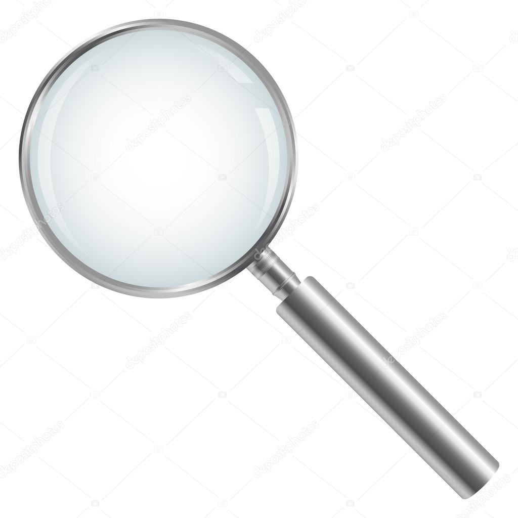 silver magnifying glass isolated