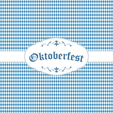 Oktoberfest background with blue-white checkered pattern clipart