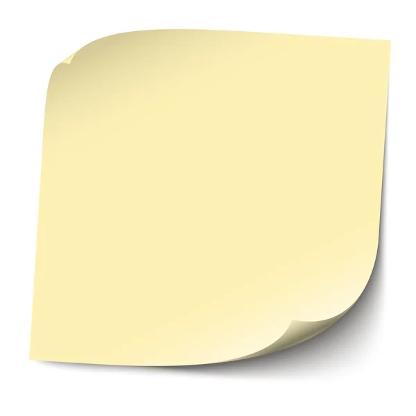 Pequeño papel pegajoso amarillo — Vector de stock