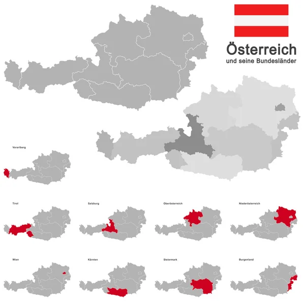 Oostenrijk en federale staten — Stockvector