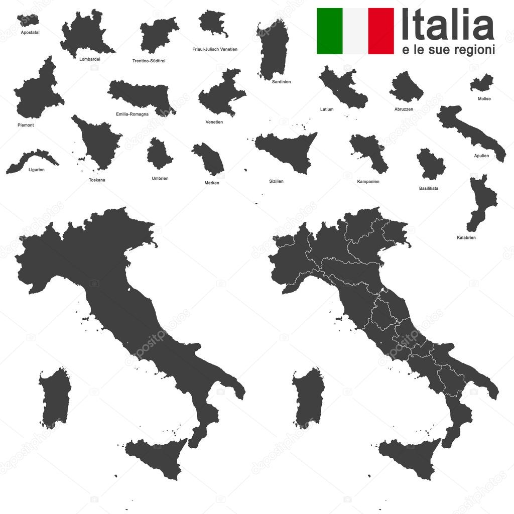 áˆ Sagoma Italia Con Regioni Vettore Di Stock Fotografie Sagoma Regioni Italia Scarica Su Depositphotos