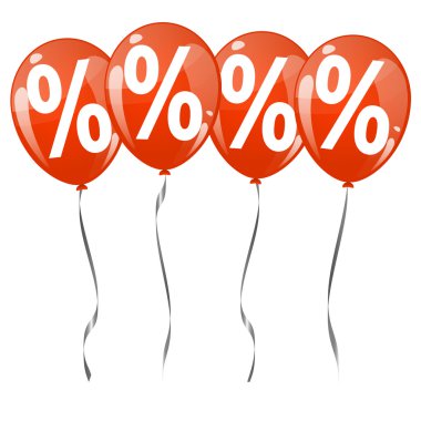colored balloons with percentage signs clipart