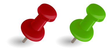 Kırmızı ve yeşil renkli iğne iğne