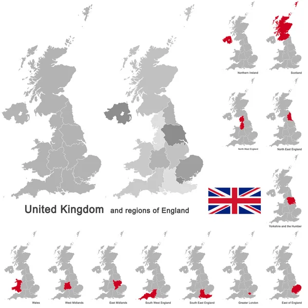 Vereinigtes Königreich und Regionen Englands — Stockvektor