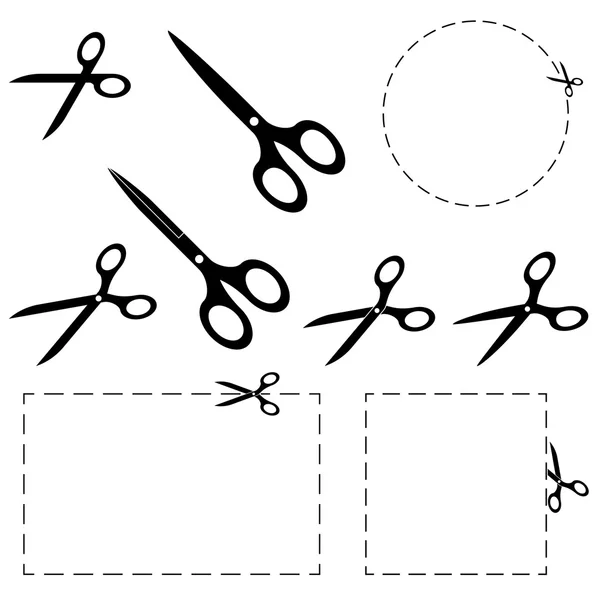 Ciseaux avec ligne pointillée — Image vectorielle