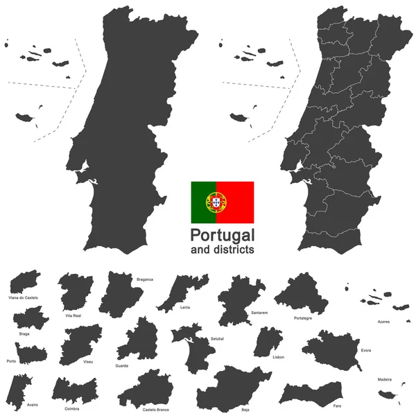 Esboço do mapa de Portugal (distritos em camadas separadas ) vetor