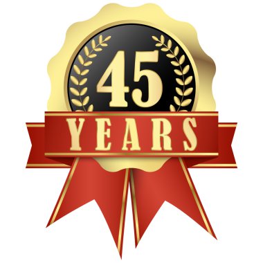 45 yıldır şeritler ile afiş Jubilee tuşuna