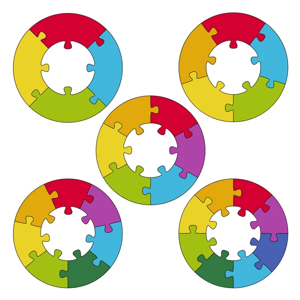 Ronde puzzels met center en opties — Stockvector