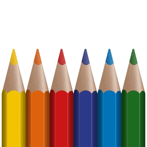 Six stylos colorés — Image vectorielle