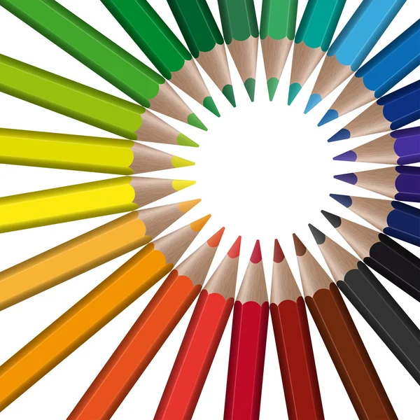 Circle of colored pencils — Stock Vector