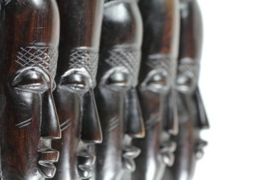 Five African wooden masks clipart