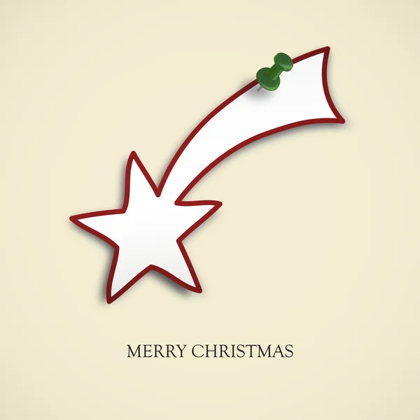 Рождественская открытка - падающая звезда со штифтом — стоковый вектор