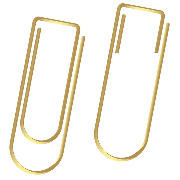 Paperclips clamped gold — Stock Vector