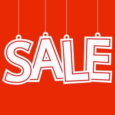 Sale hangtag on red background clipart
