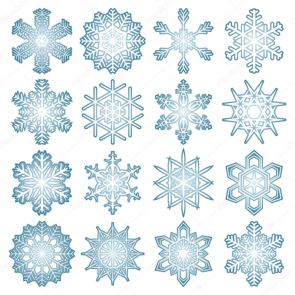collection of blue snow flakes