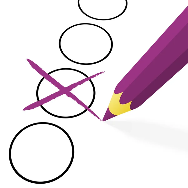 Purple pencil with cross — Stock Vector