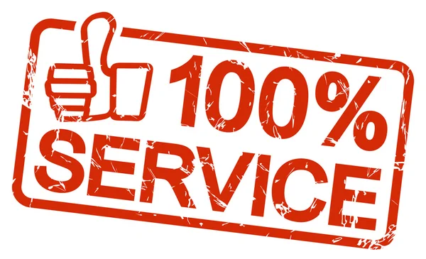 Carimbo vermelho com texto 100% Serviço — Vetor de Stock