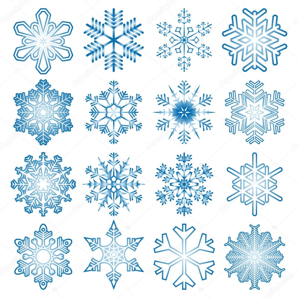 collection of blue snow flakes
