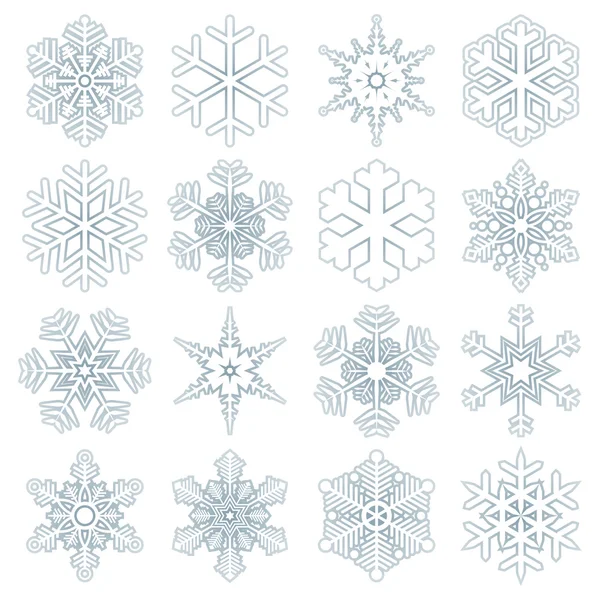 Collection of blue snow flakes — Stock Vector
