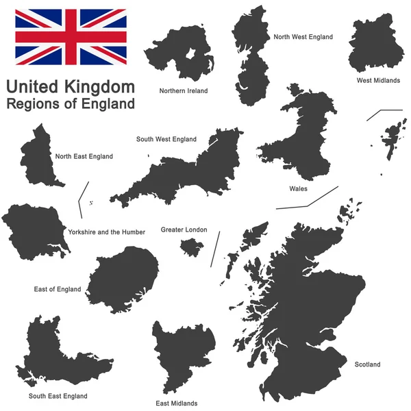 Vereinigtes Königreich und Regionen Englands — Stockvektor