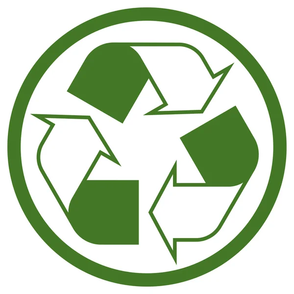 Green recycling sign in circle — Stock Vector