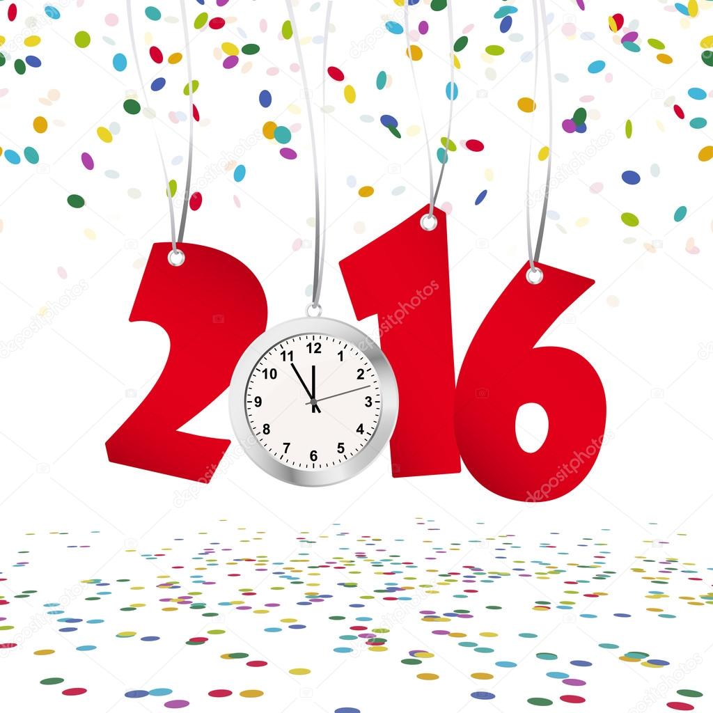 new year 2016 numbers and clock