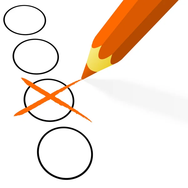 Orange pencil with cross — Stock Vector