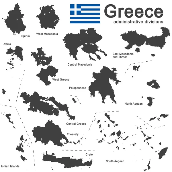 Yunanistan ve üst düzey idari birimleri — Stok Vektör