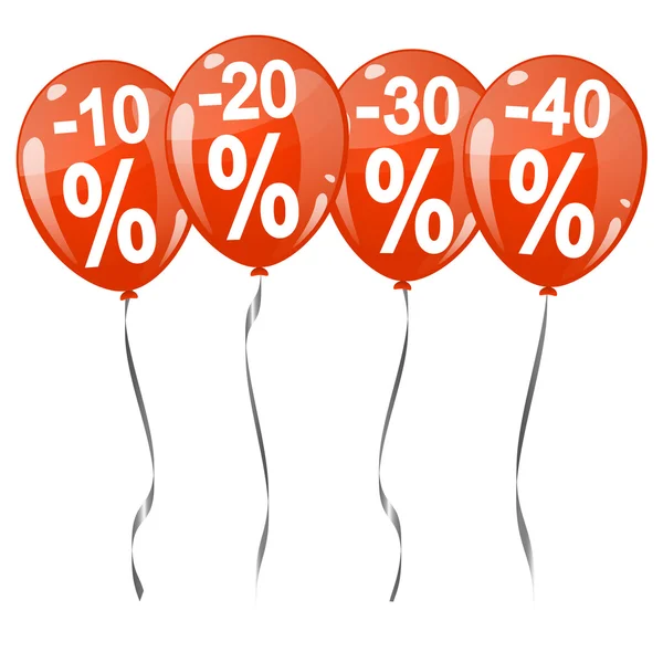 Gekleurde ballons met percentage tekenen — Stockvector