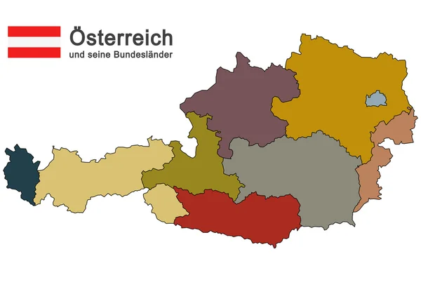 Silhouette colorata del paese Austria — Vettoriale Stock